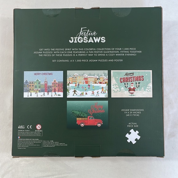 4 Holiday 1000 Piece Puzzles In One Box New - Picture 2 of 11